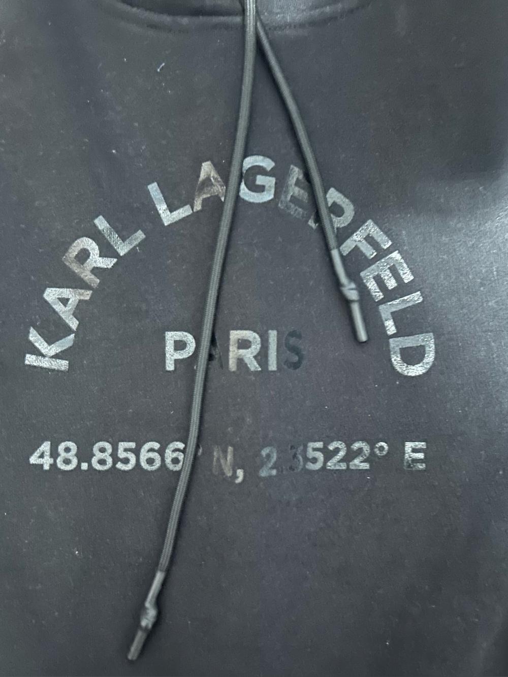 Karl Lagerfeld Black Logo Drawstring Hoodie